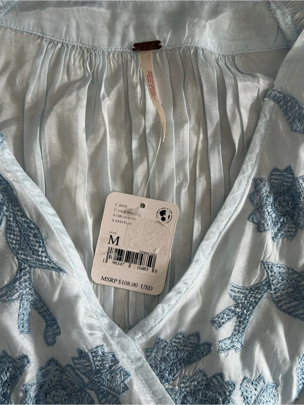 NWT Free People Sahara Embroidered Top